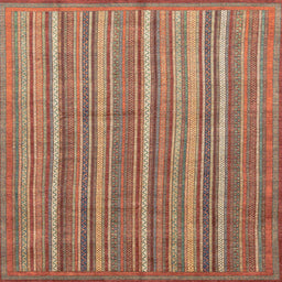 Square Machine Washable Abstract Light Copper Gold Rug, wshabs3694