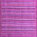 Square Machine Washable Abstract Purple Modern Area Rugs, wshabs3694pur