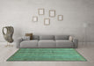 Machine Washable Abstract Turquoise Modern Area Rugs in a Living Room,, wshabs3694turq