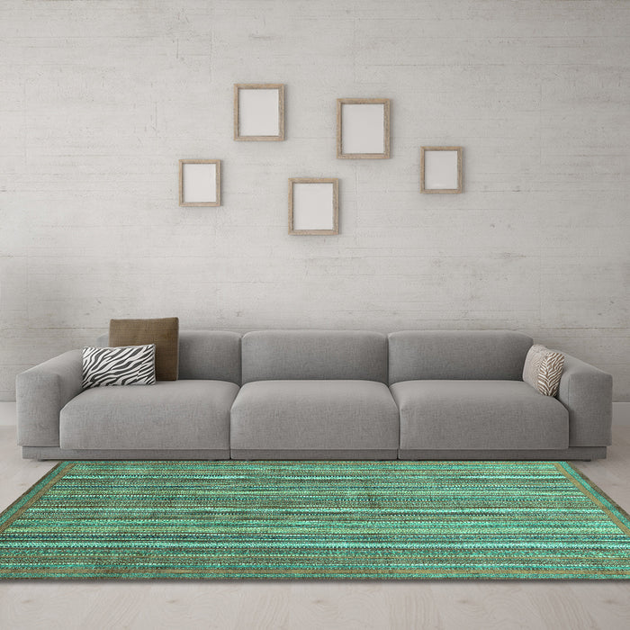 Machine Washable Abstract Turquoise Modern Area Rugs in a Living Room,, wshabs3694turq