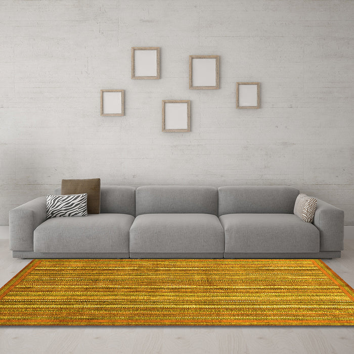Machine Washable Abstract Yellow Modern Rug in a Living Room, wshabs3694yw