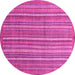 Round Machine Washable Abstract Pink Modern Rug, wshabs3694pnk