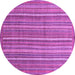 Round Machine Washable Abstract Purple Modern Area Rugs, wshabs3694pur