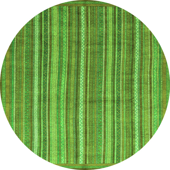 Round Machine Washable Abstract Green Modern Area Rugs, wshabs3694grn