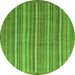 Round Machine Washable Abstract Green Modern Area Rugs, wshabs3694grn