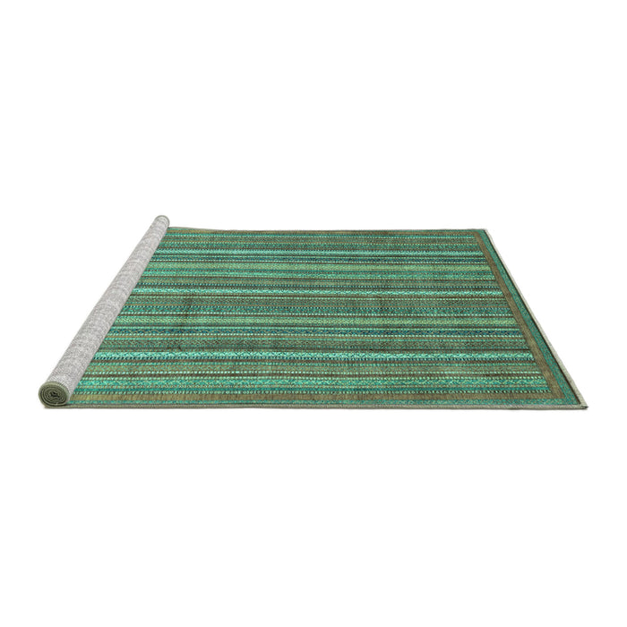 Sideview of Machine Washable Abstract Turquoise Modern Area Rugs, wshabs3694turq
