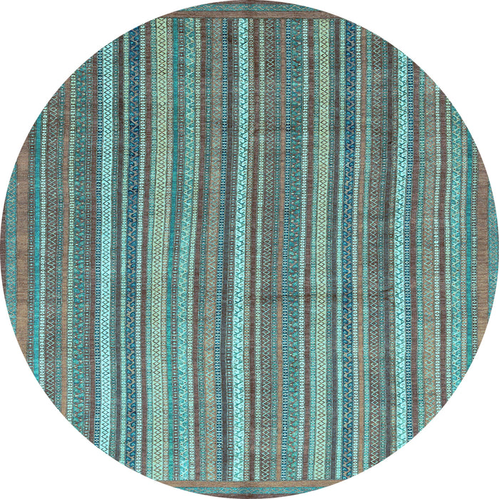 Round Abstract Light Blue Modern Rug, abs3694lblu