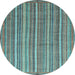 Round Abstract Light Blue Modern Rug, abs3694lblu