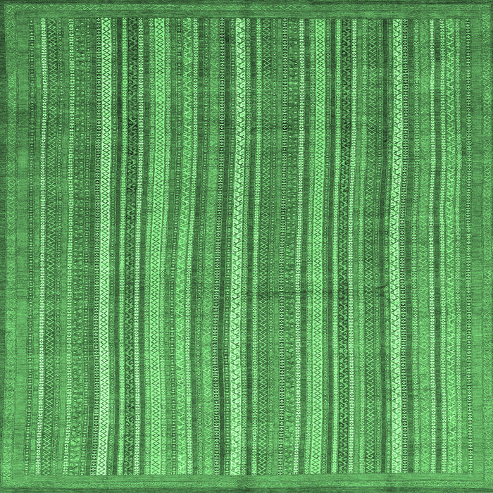 Square Abstract Emerald Green Modern Rug, abs3694emgrn