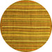 Round Machine Washable Abstract Yellow Modern Rug, wshabs3694yw