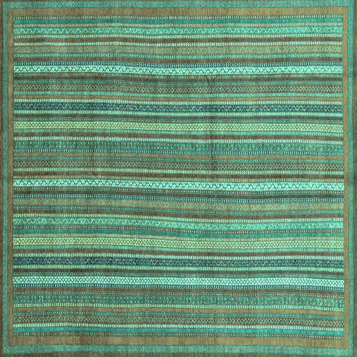Square Machine Washable Abstract Turquoise Modern Area Rugs, wshabs3694turq