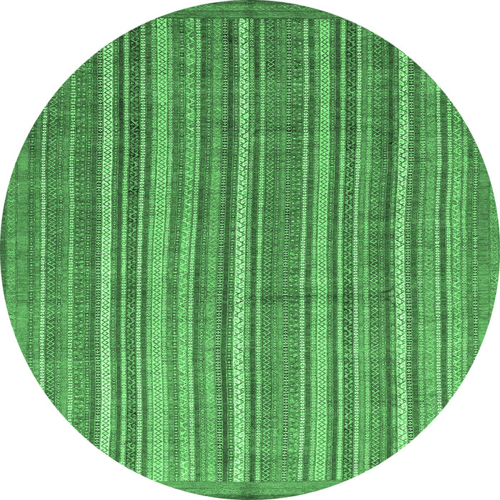 Round Abstract Emerald Green Modern Rug, abs3694emgrn