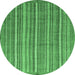 Round Abstract Emerald Green Modern Rug, abs3694emgrn