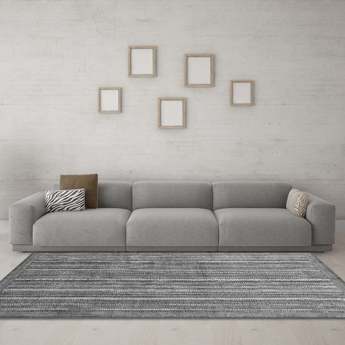 Machine Washable Abstract Gray Modern Rug in a Living Room,, wshabs3694gry