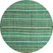 Round Abstract Turquoise Modern Rug, abs3694turq