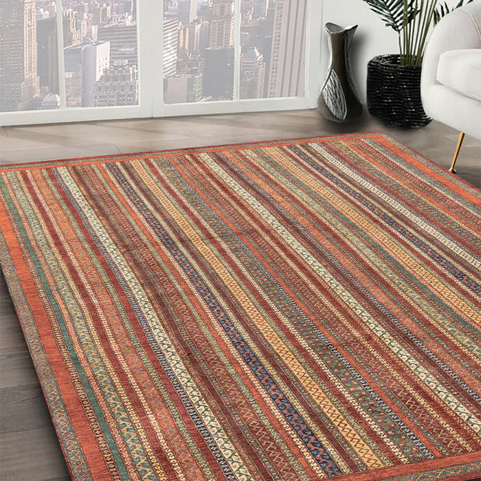 Machine Washable Abstract Light Copper Gold Rug in a Family Room, wshabs3694
