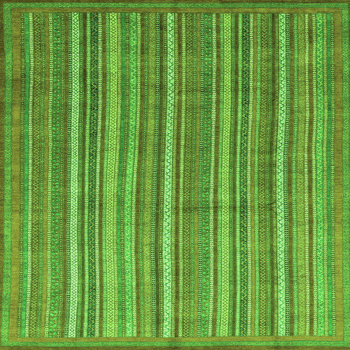 Square Machine Washable Abstract Green Modern Area Rugs, wshabs3694grn