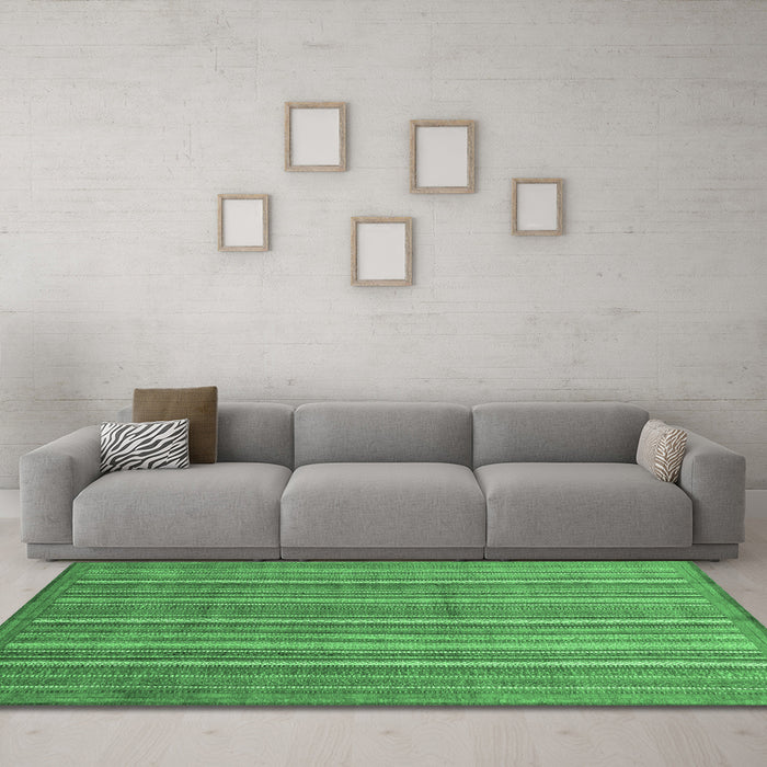 Machine Washable Abstract Emerald Green Modern Area Rugs in a Living Room,, wshabs3694emgrn