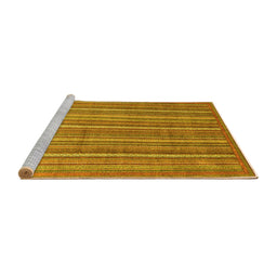 Sideview of Machine Washable Abstract Yellow Modern Rug, wshabs3694yw