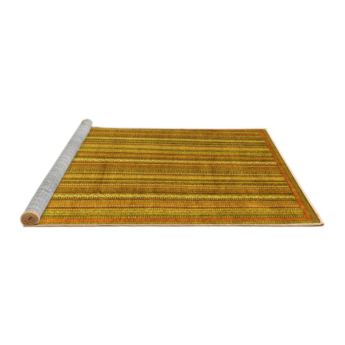 Sideview of Machine Washable Abstract Yellow Modern Rug, wshabs3694yw