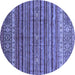 Round Abstract Blue Modern Rug, abs3695blu