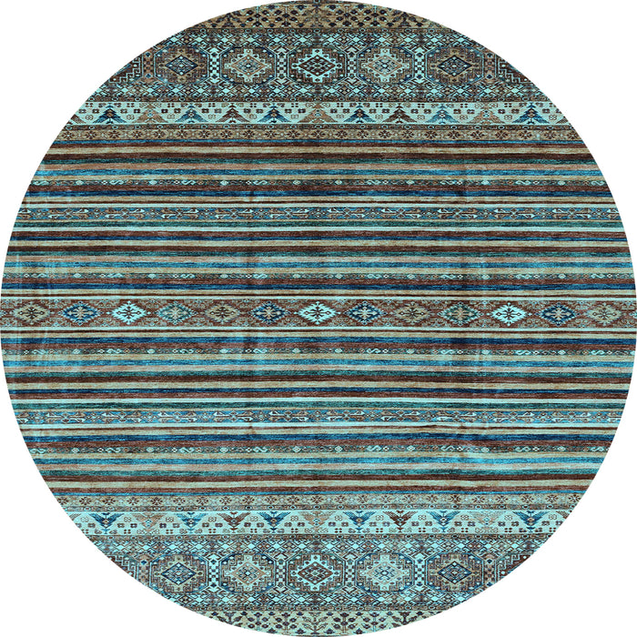 Round Abstract Light Blue Modern Rug, abs3695lblu