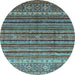 Round Abstract Light Blue Modern Rug, abs3695lblu