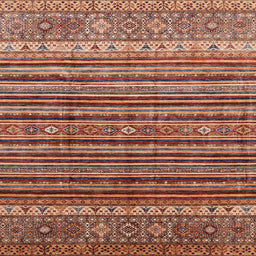 Square Machine Washable Abstract Sunrise Orange Rug, wshabs3695