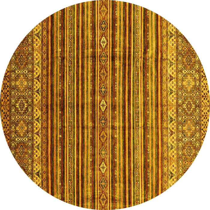Round Machine Washable Abstract Yellow Modern Rug, wshabs3695yw