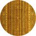 Round Machine Washable Abstract Yellow Modern Rug, wshabs3695yw