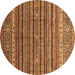 Round Abstract Brown Modern Rug, abs3695brn