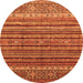 Round Abstract Orange Modern Rug, abs3695org