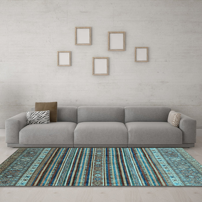 Machine Washable Abstract Light Blue Modern Rug in a Living Room, wshabs3695lblu