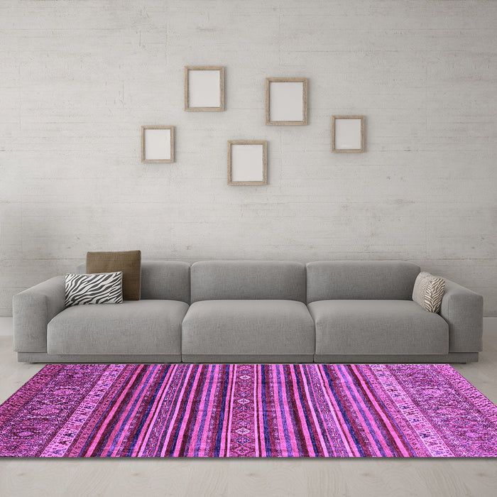 Machine Washable Abstract Purple Modern Area Rugs in a Living Room, wshabs3695pur