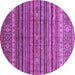 Round Machine Washable Abstract Purple Modern Area Rugs, wshabs3695pur