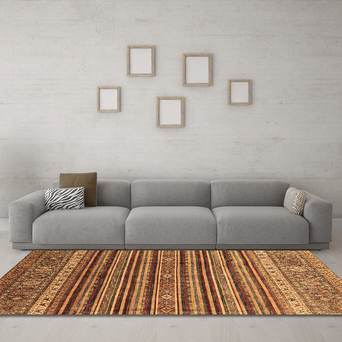 Machine Washable Abstract Brown Modern Rug in a Living Room,, wshabs3695brn