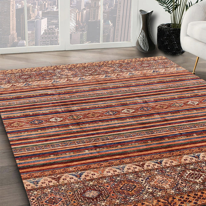 Machine Washable Abstract Sunrise Orange Rug in a Family Room, wshabs3695