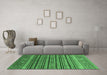 Machine Washable Abstract Emerald Green Modern Area Rugs in a Living Room,, wshabs3695emgrn