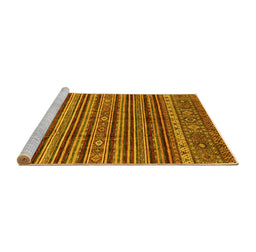 Sideview of Machine Washable Abstract Yellow Modern Rug, wshabs3695yw