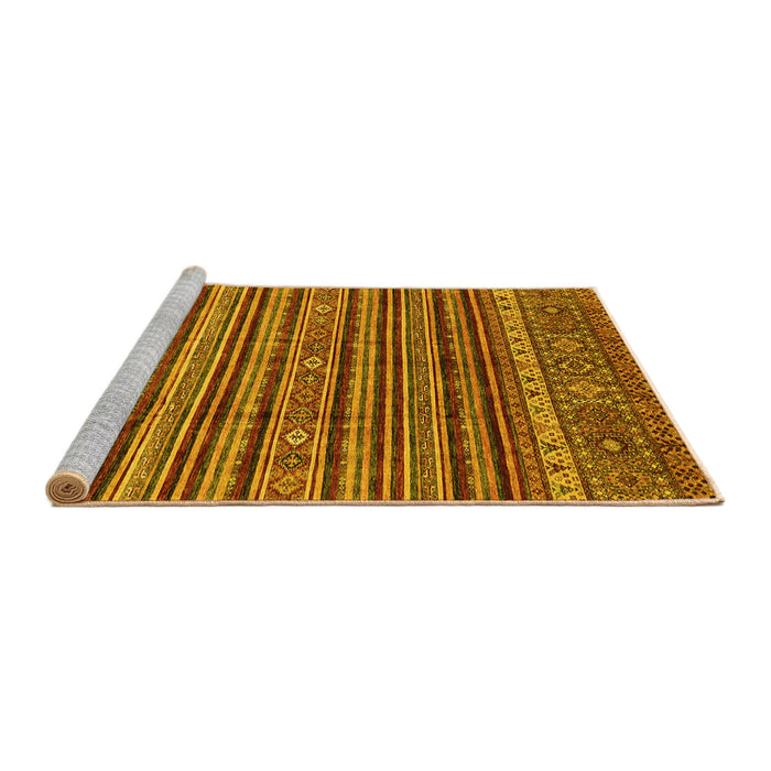Sideview of Machine Washable Abstract Yellow Modern Rug, wshabs3695yw