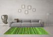 Machine Washable Abstract Green Modern Area Rugs in a Living Room,, wshabs3695grn