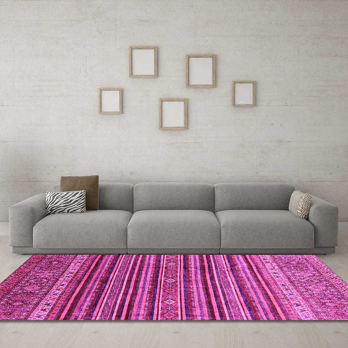 Machine Washable Abstract Pink Modern Rug in a Living Room, wshabs3695pnk