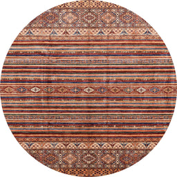 Round Abstract Sunrise Orange Modern Rug, abs3695