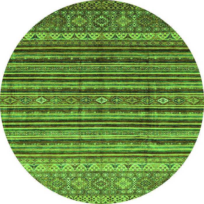 Round Machine Washable Abstract Green Modern Area Rugs, wshabs3695grn