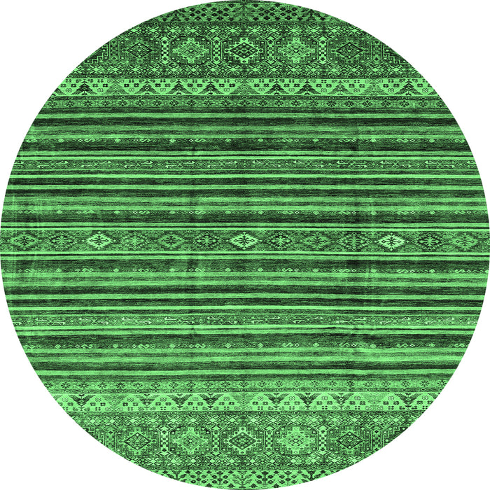 Round Abstract Emerald Green Modern Rug, abs3695emgrn