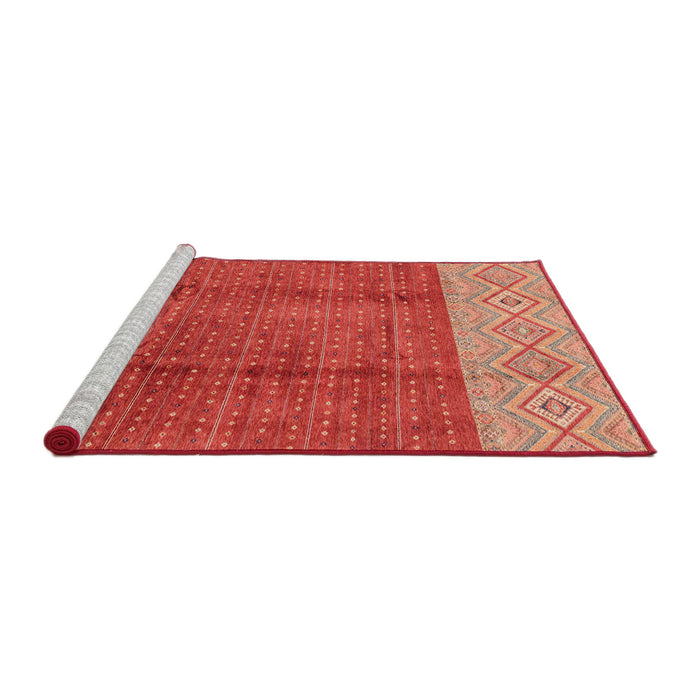 Sideview of Machine Washable Abstract Red Rug, wshabs3696