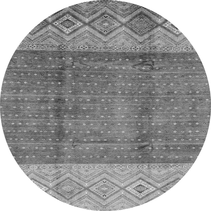 Round Machine Washable Abstract Gray Modern Rug, wshabs3696gry