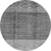 Round Machine Washable Abstract Gray Modern Rug, wshabs3696gry