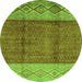 Round Abstract Green Modern Rug, abs3696grn