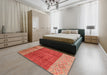 Machine Washable Abstract Red Rug in a Bedroom, wshabs3696